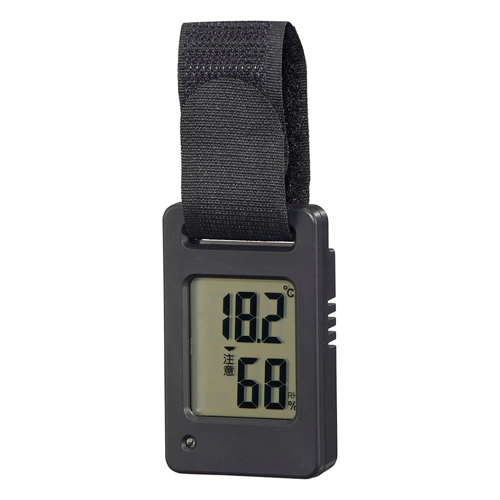 ポータブル温湿度計(熱中症予防指針4段階表示/コイン型電池 CR2032×1個付属/ブラック)_08-1453_TEM-801-K_OHM(オーム電機)